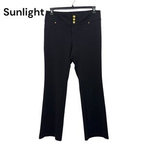 Thalia Sodi Womens Black Pull-On Stretch Pants SZ Large Flare legs